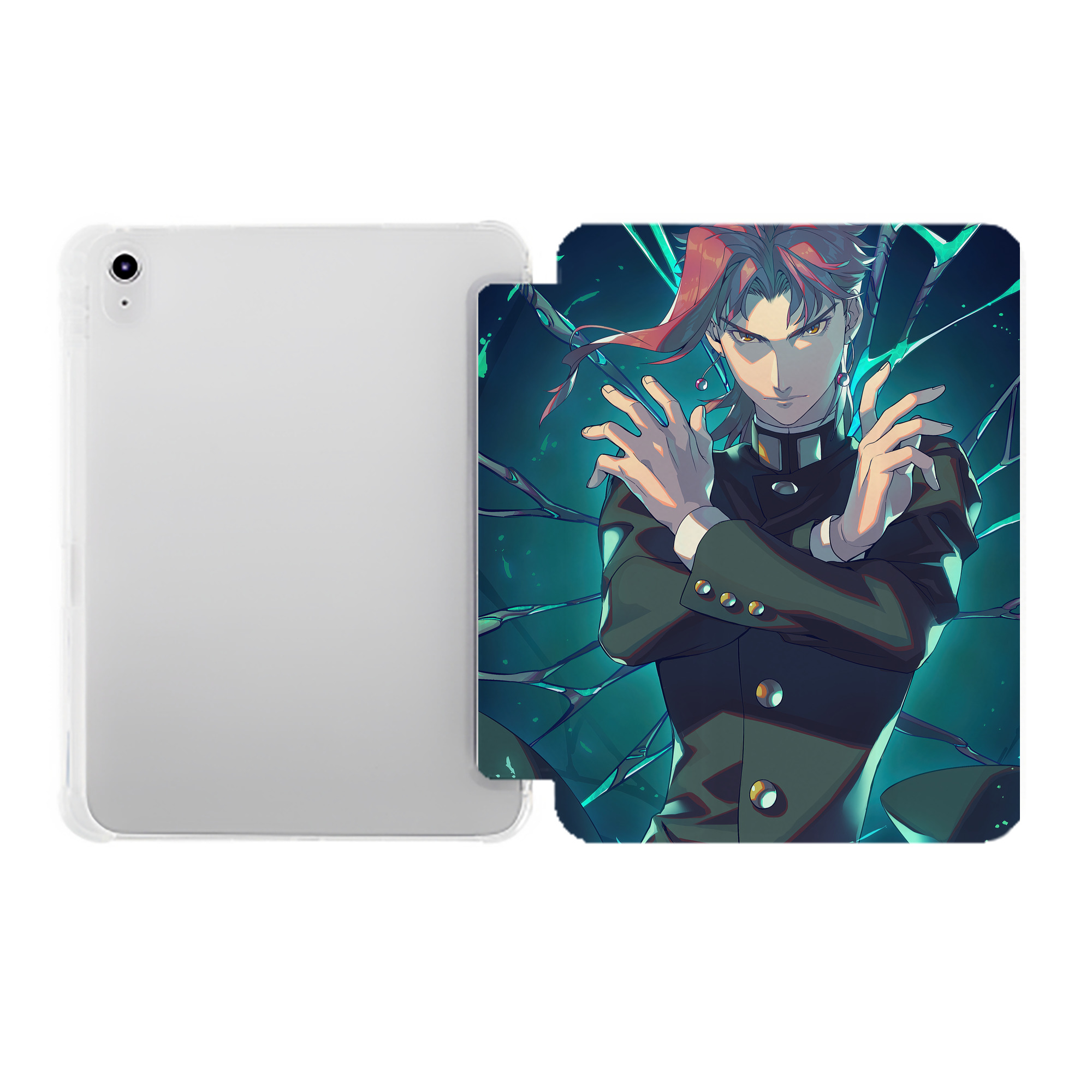 （画像用） ジョジョの奇妙な冒険 JoJo's Bizarre Adventure IPad ケース ペン収納付き 三つ折りスタンド PUレザー×シリコン 対応機種9.5/10.5/10.9インチ